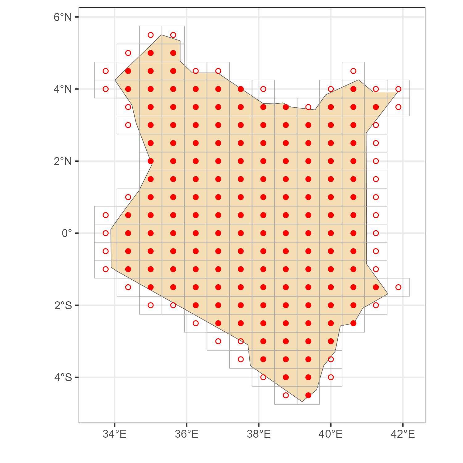 MERRA-2 locations for Kenya